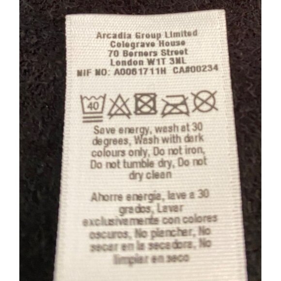 Wallis Black Faux Leather Waterfall Blazer Jacket Zipper Details Size 6 - Picture 5 of 11